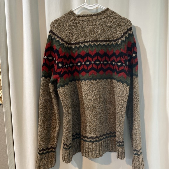 Eddie Bauer Lambswool Blend Knit Wool Sweater Men's L Nordic - Picture 7 of 8